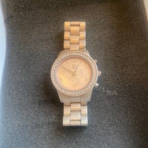 NY&C Champagne Stainless Steel Watch, Triple Time Zone